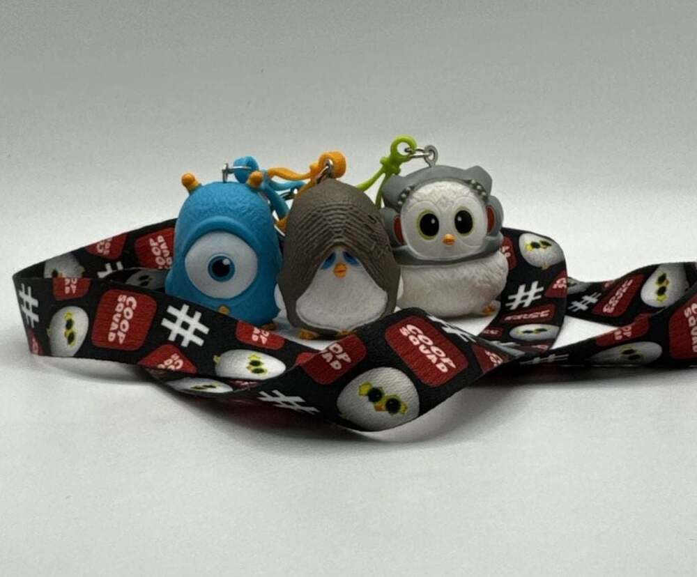Coop Squad Collectible Character Backpack Clip Keychains with Lanyard Set of 3